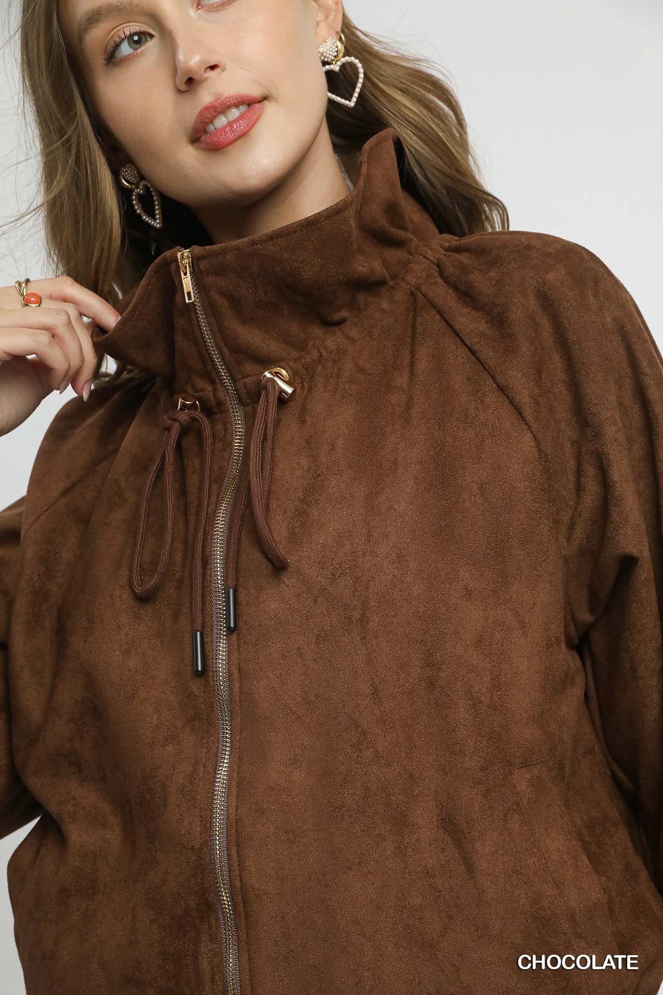 Chocolate Faux Suede Jacket