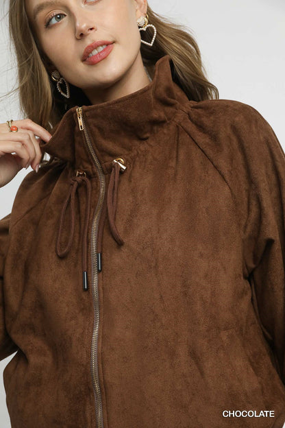Chocolate Faux Suede Jacket