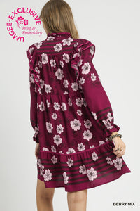 Berry Mix Floral Print Dress
