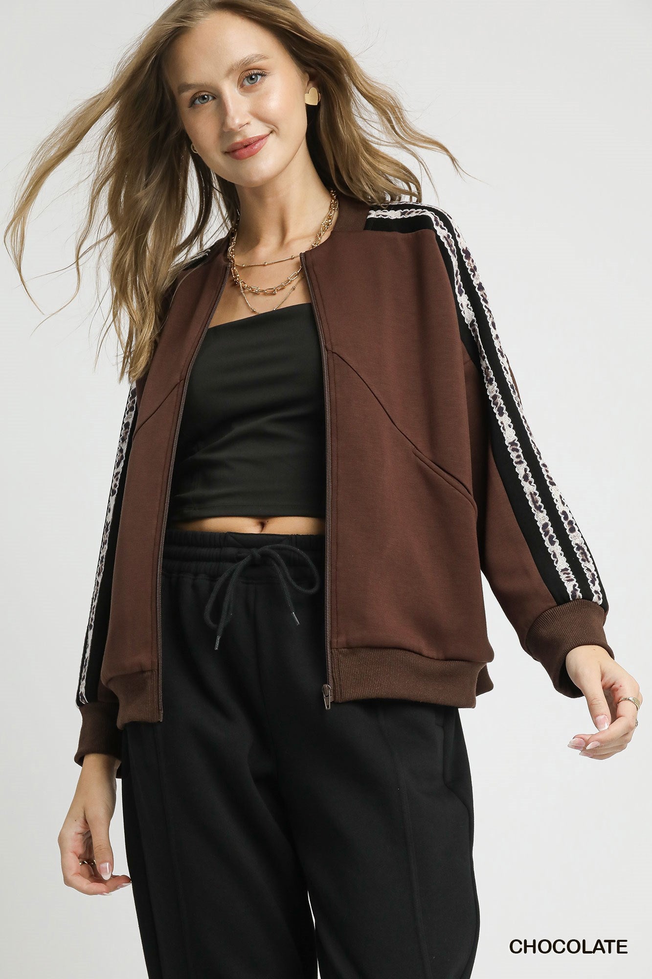 Chocolate Luxeknit Animal Print Jacket