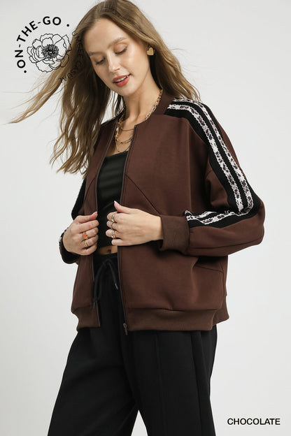 Chocolate Luxeknit Animal Print Jacket