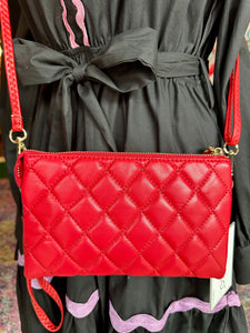 Red Quilted Crossbody/Wristlet