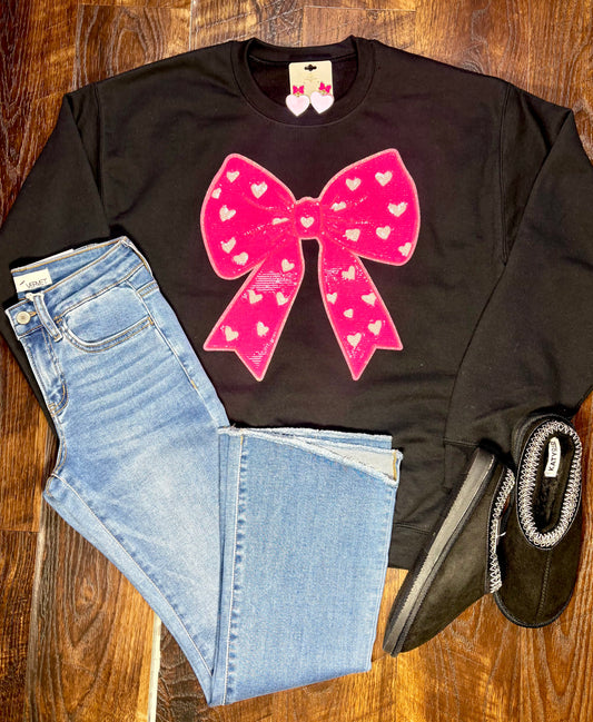 Sequin Valentine’s Day Bow Sweatshirt