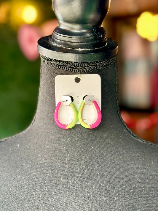 Fuchsia & Green ColorBlock Oval Hoops