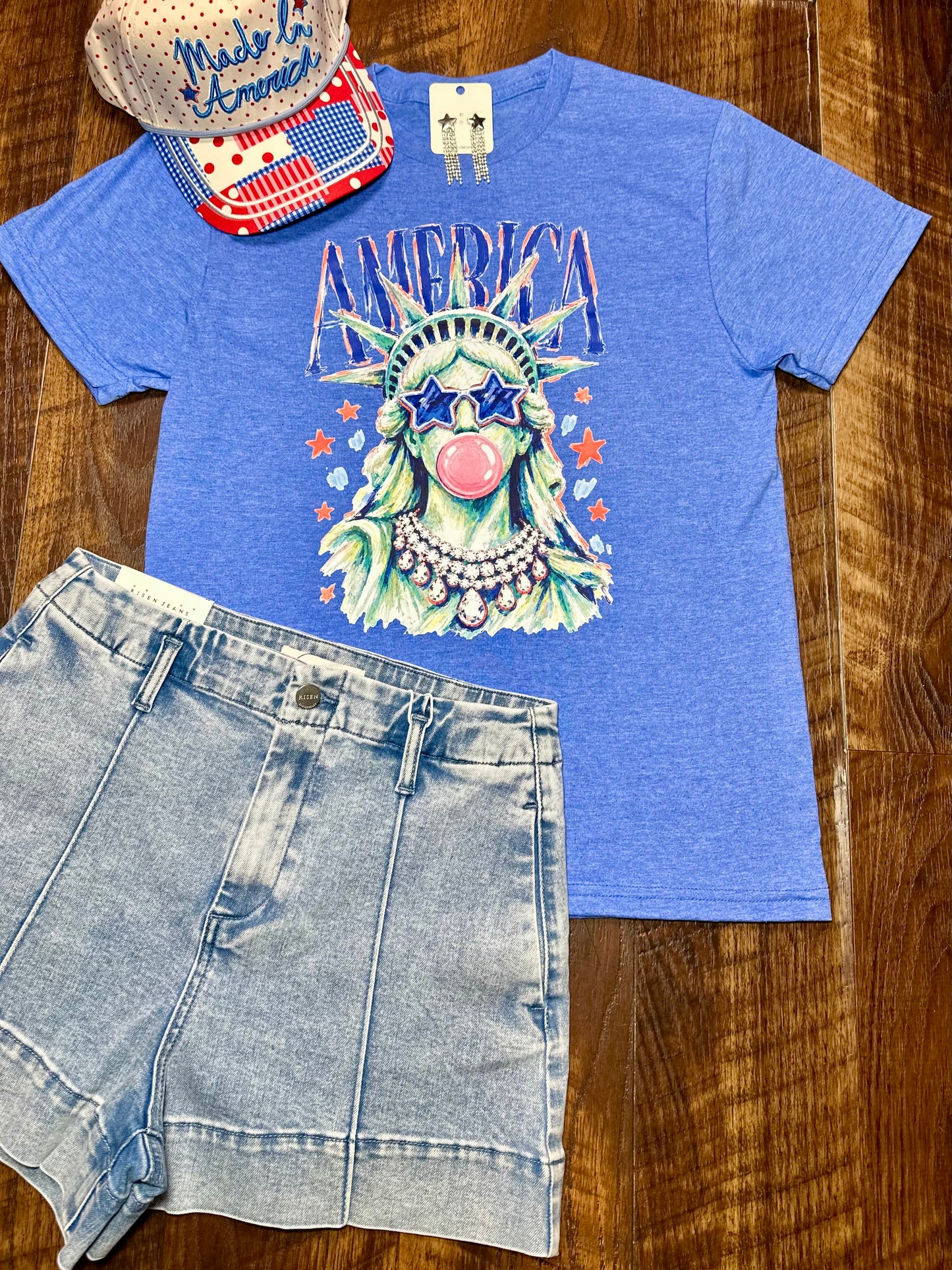 Risen High Rise Seam Detail Denim Shorts