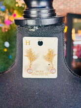 Load image into Gallery viewer, Gold Pave Branch &amp; Pearl Earrings

