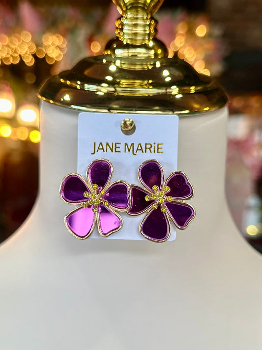 Purple Flower Earrings