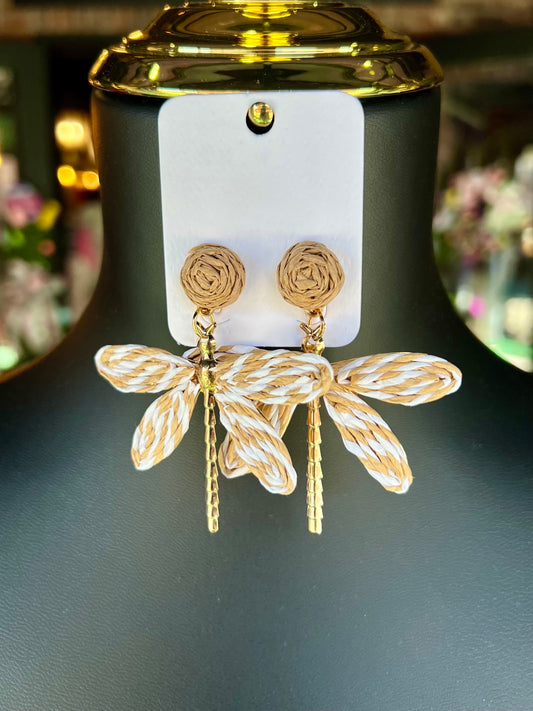 Dragonfly Raffia Earrings