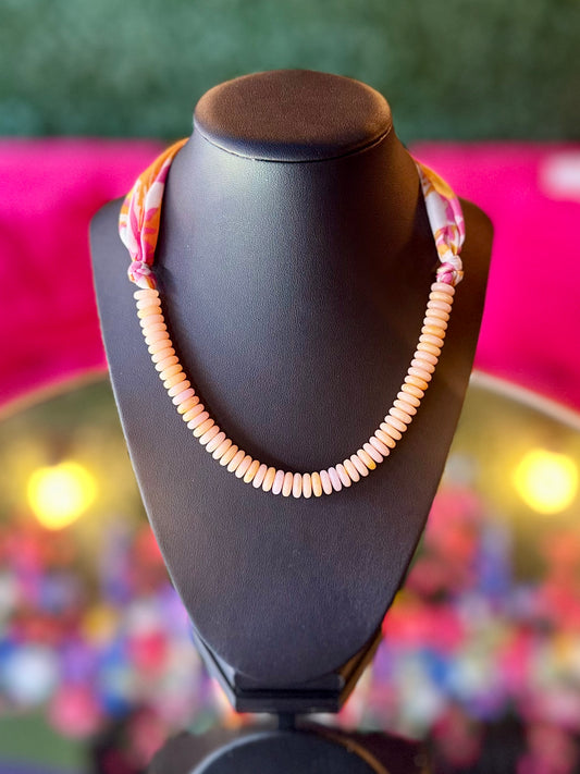 Vibrant Half Marble Beaded Scarf Necklace
