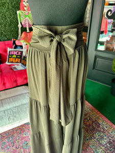 Olive Front-Tie Pants