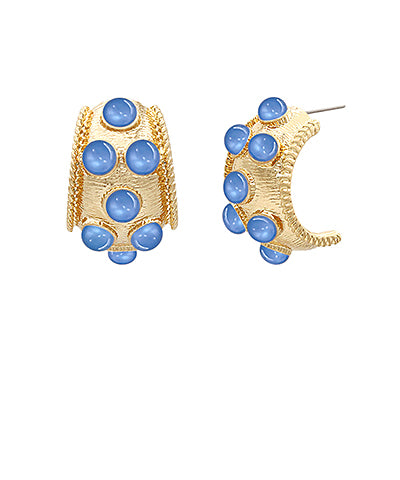 Cat’s Eye Stone Gold Hoops