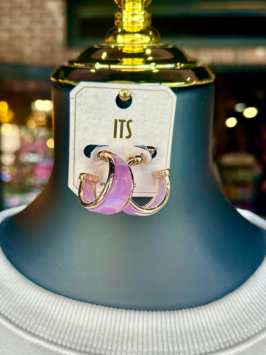 Lavender & Gold Edge Hoops