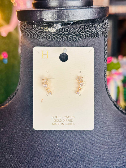 Pave Crystal Shooting Star Earrings