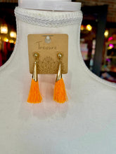 Load image into Gallery viewer, Capped Orange Tassel Earrings
