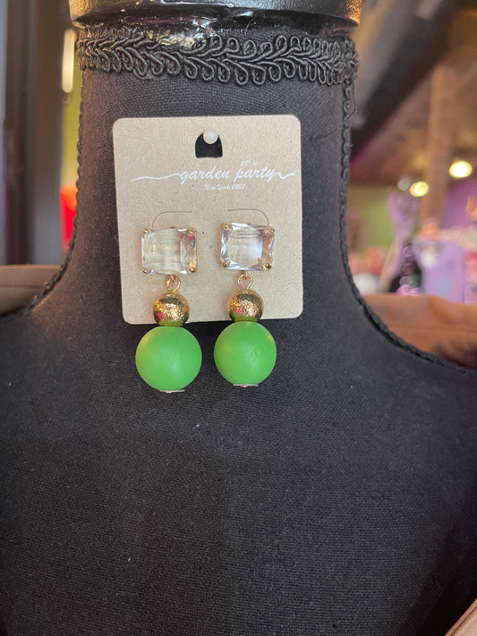 Green Ball Drop Earrings