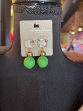 Load image into Gallery viewer, Green Ball Drop Earrings
