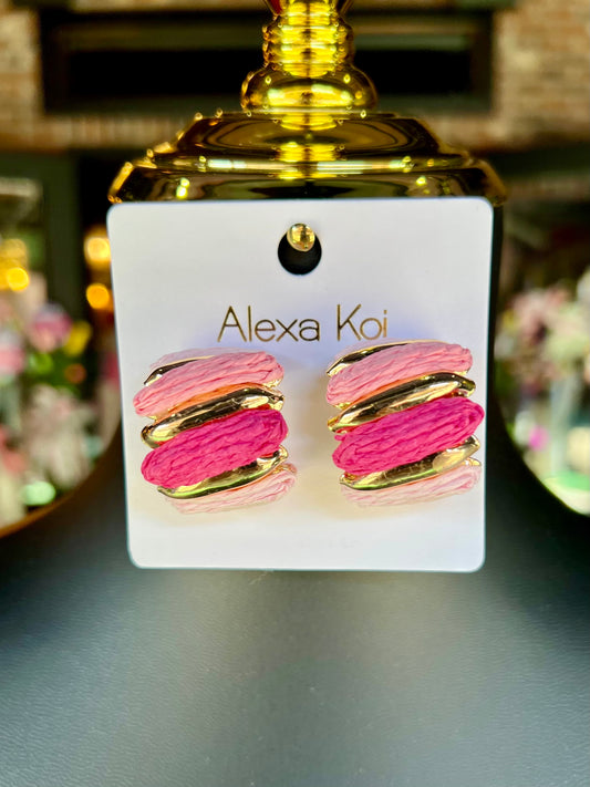 Tricolor Pink Raffia Hoops