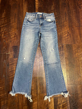 Load image into Gallery viewer, Mid Rise Distressed hem Bootcut Jeans
