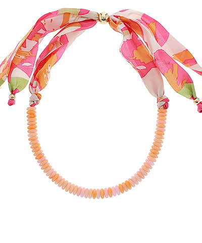 Vibrant Half Marble Beaded Scarf Necklace