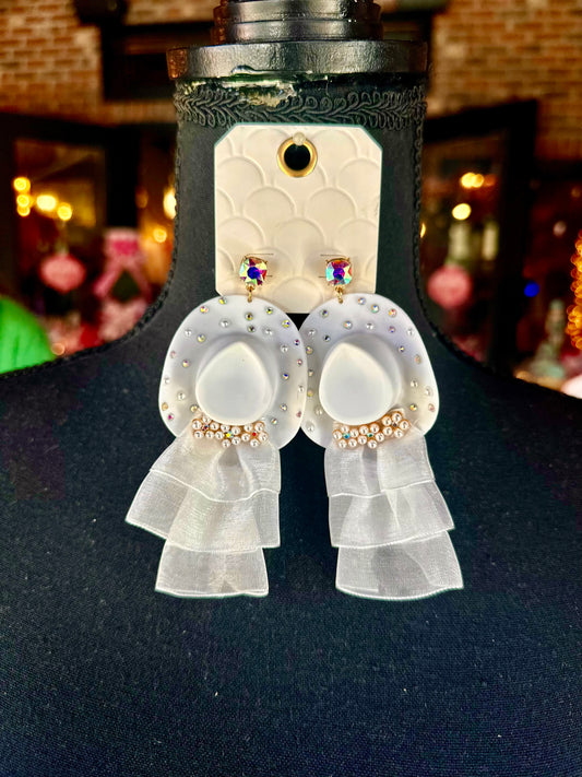 Cowgirl Bridal Hat Earrings