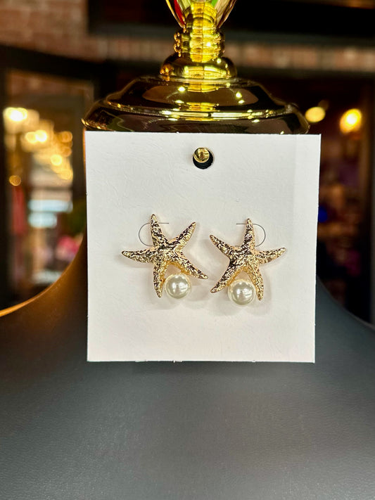 Starfish & Pearl Studs