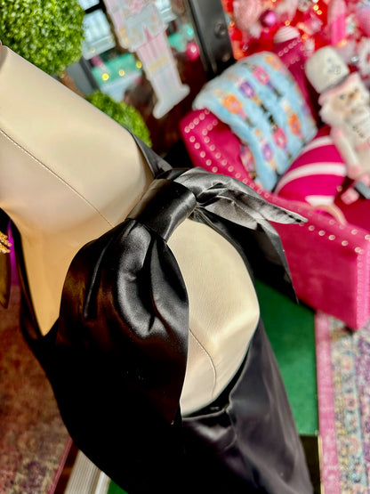 Black Bow Detail Sleeveless Mini Dress