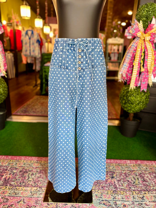 Dotted Denim Darling Pants