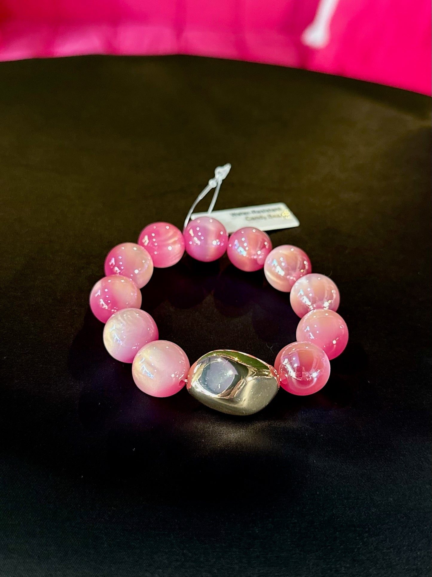 Pink & Gold Candy Bead Bracelet