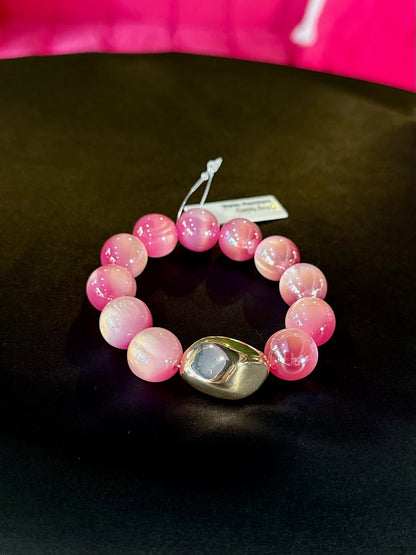 Pink & Gold Candy Bead Bracelet