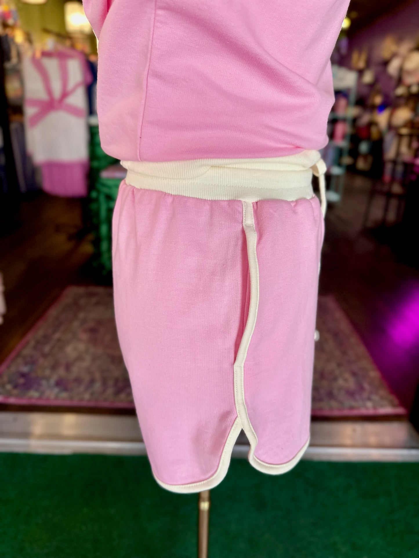 Candy Pink French Terry Pullover & Shorts Set