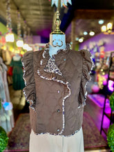 Load image into Gallery viewer, Espresso Sleeveless Ruffle Detail Quilted Vest
