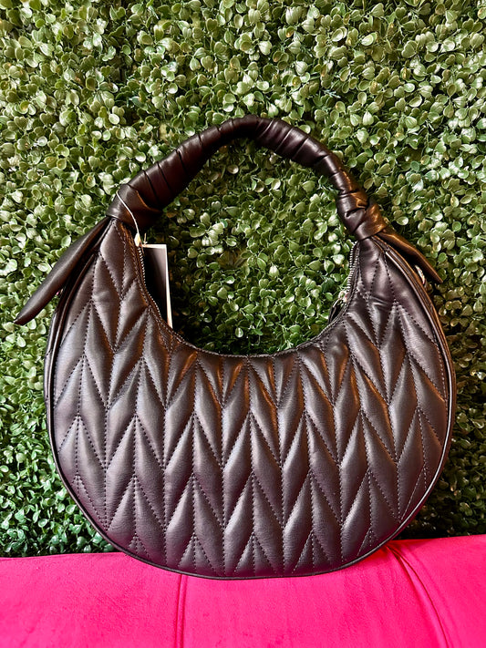 Black Quilted Crescent Purse