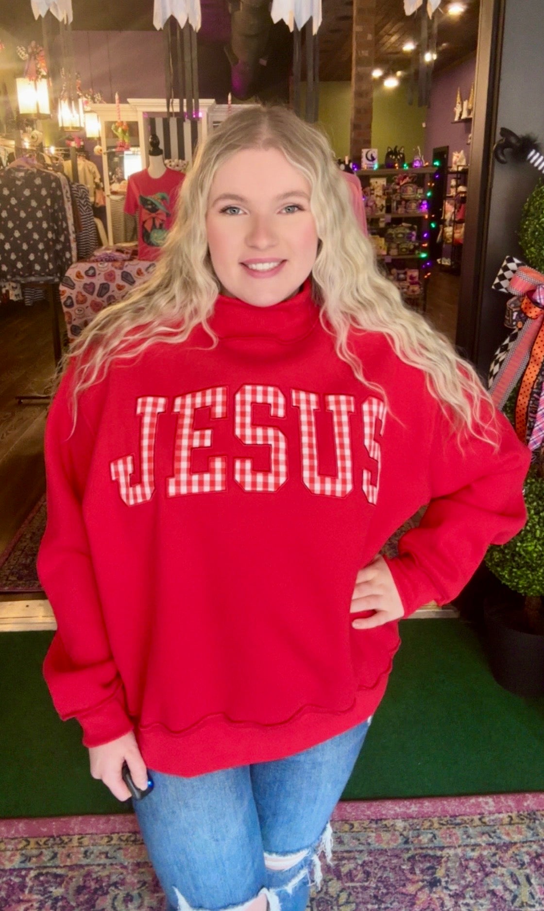 Jesus Mock Neck Sweatshirt