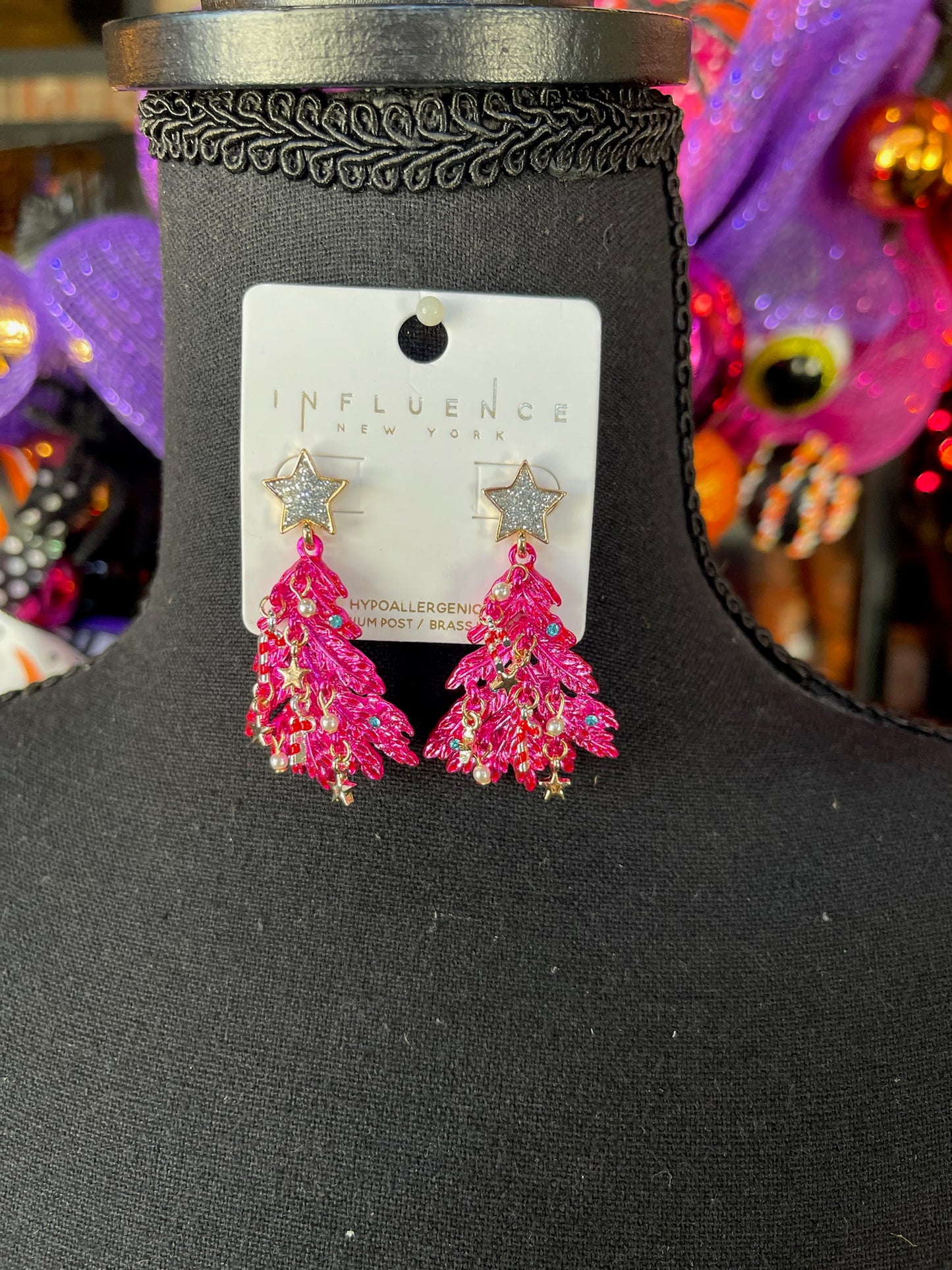 Fuchsia Christmas Tree earrings