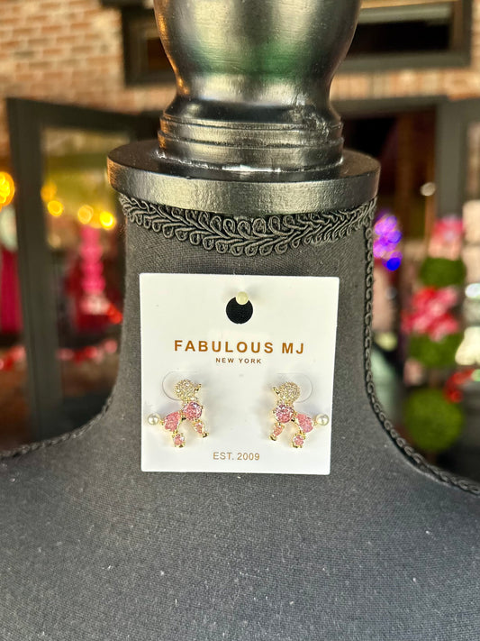 Pink Jeweled Poodle Studs