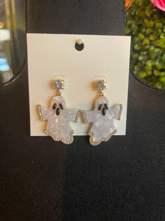 Pave Ghost Dangle Earrings