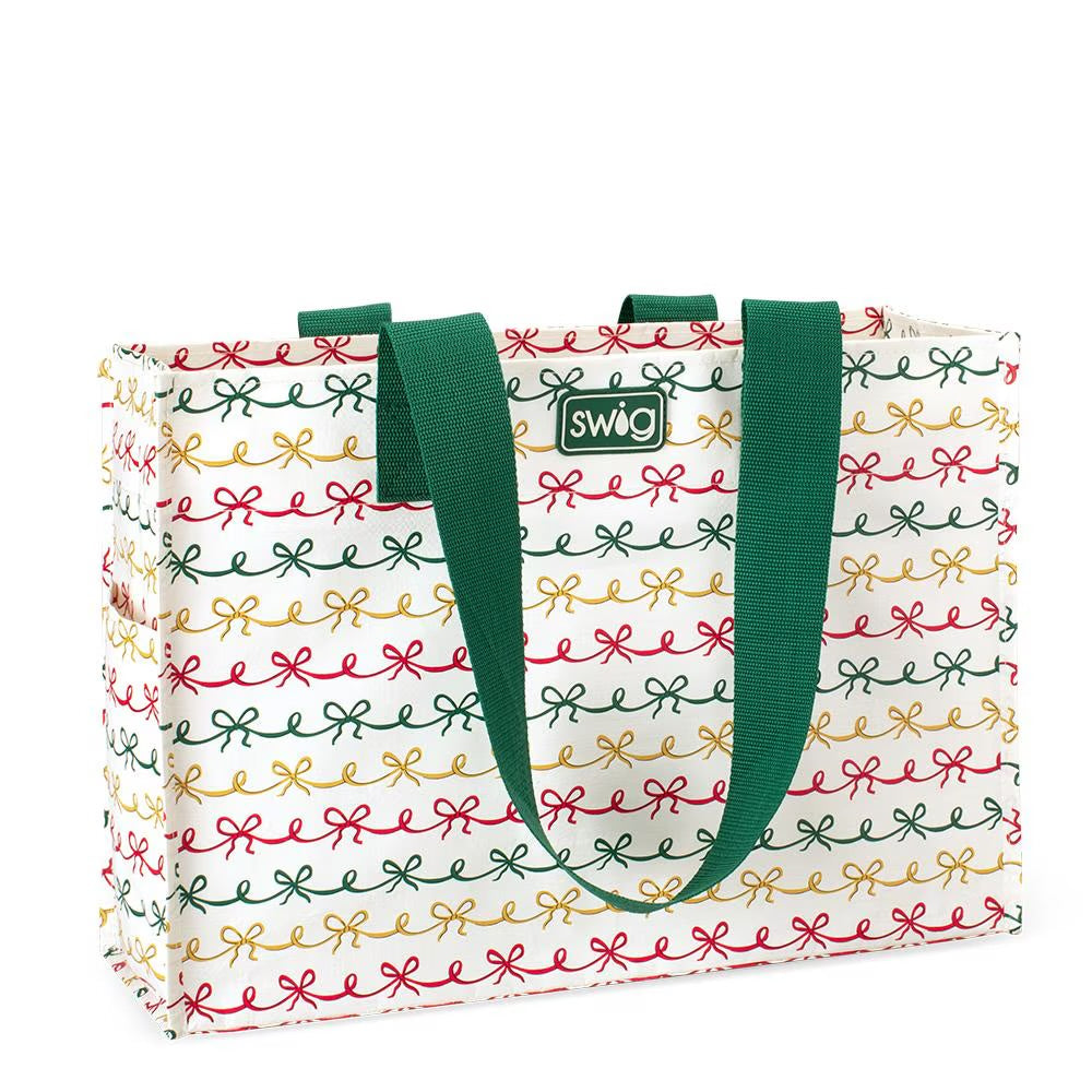 SWIG Christmas Bows Reusable Gift Bag