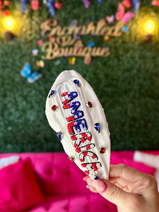 AMERICA Beaded Headband