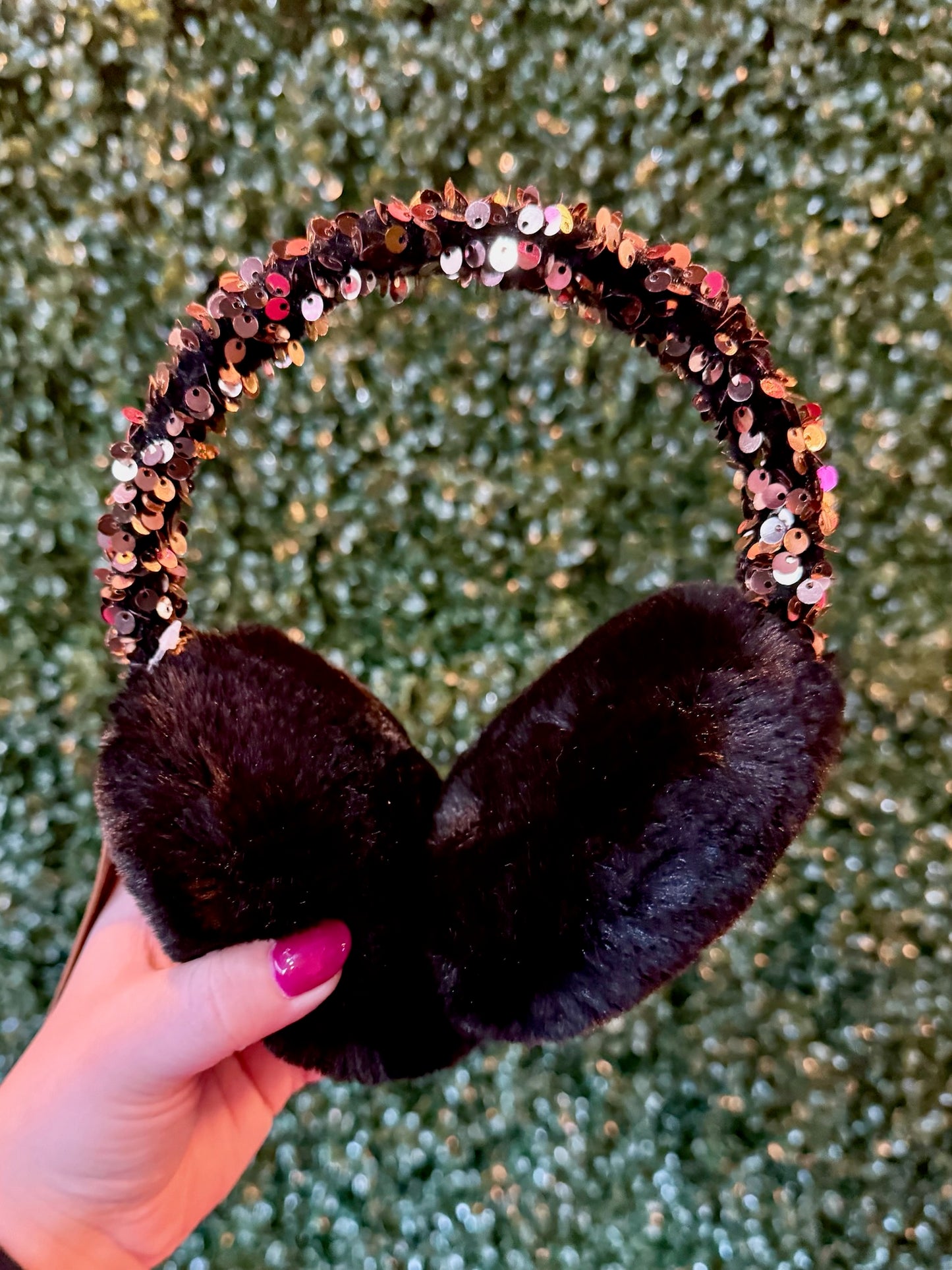 CC Black & Gold Sequin Earmuffs