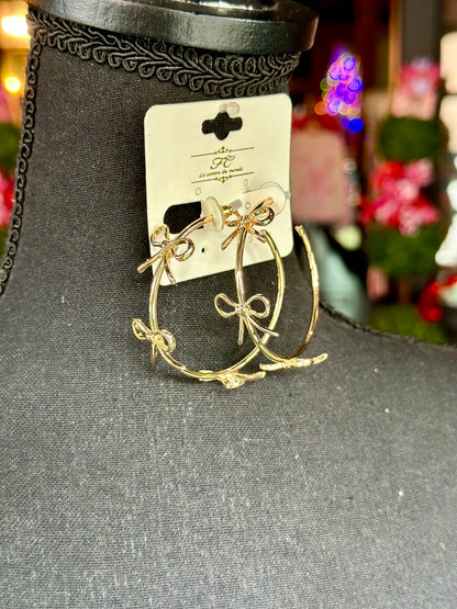 Gold Bow Hoops