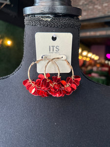 Red Sequin Hoop Earrings