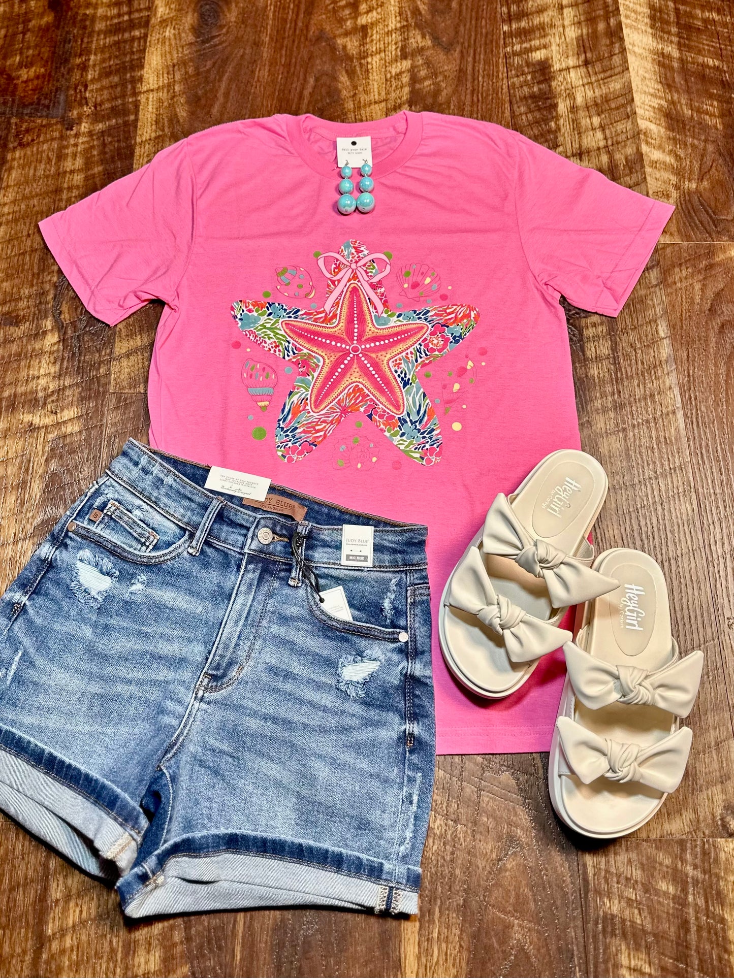 Preppy Retro Floral Starfish tee