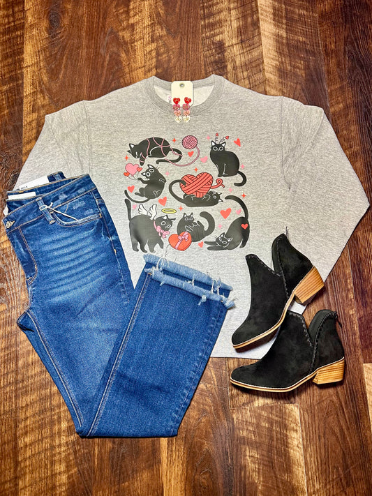 Valentine’s Day Black Cat Sweatshirt