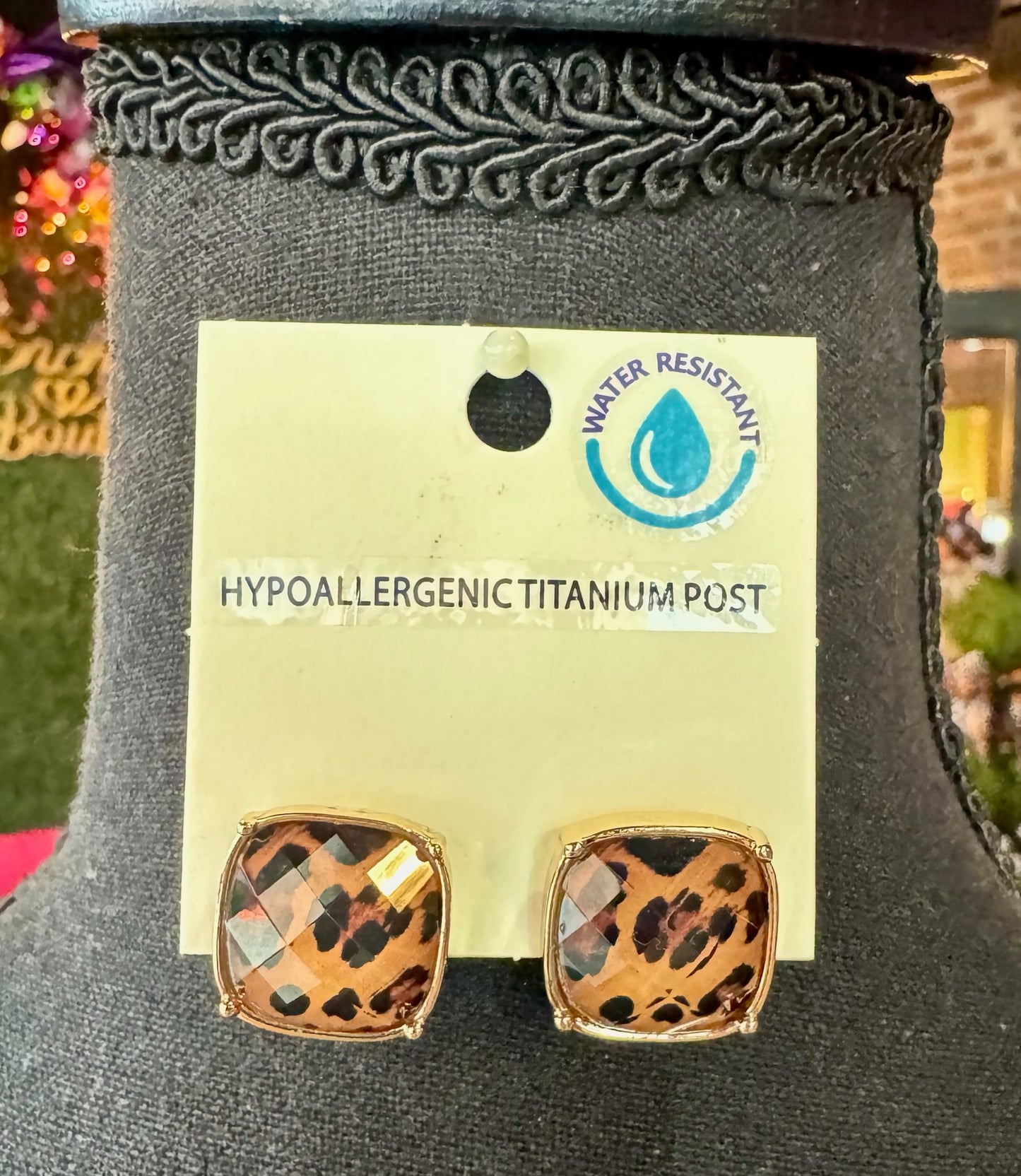 Leopard Faceted Stone Earrings