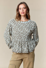 Load image into Gallery viewer, Leopard Print French Terry Ruffle Hem Sweatshirt
