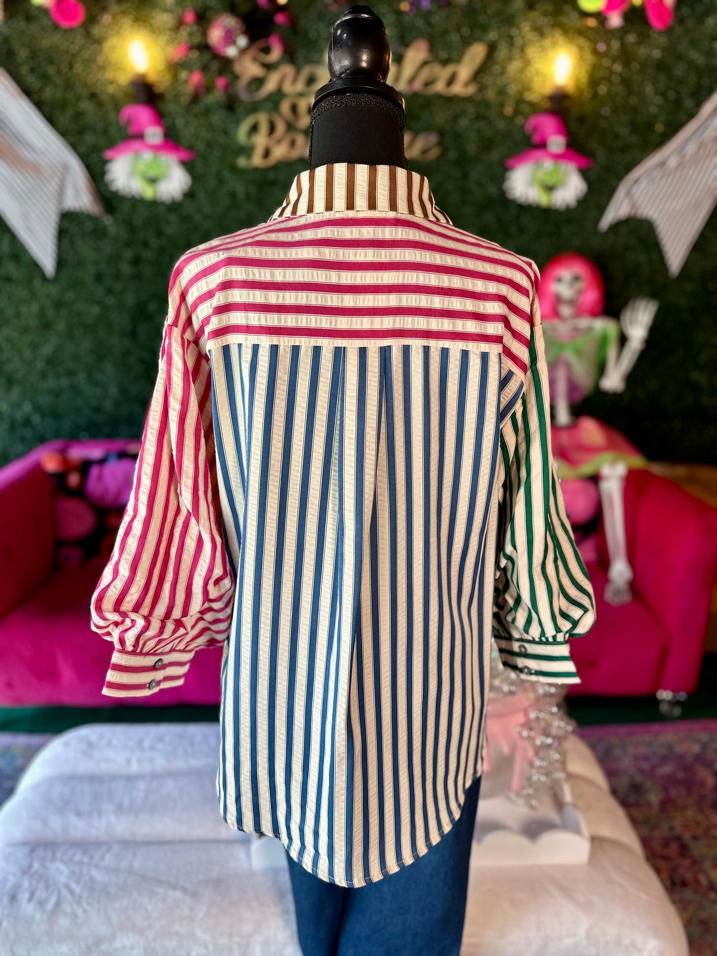 Multicolor Striped Button Down Blouse