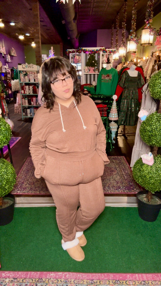 Chestnut Cropped Hoodie & Sweatpants Set