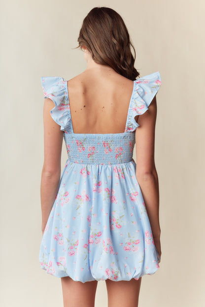 Floral Bubble Hem Babydoll Mini dress