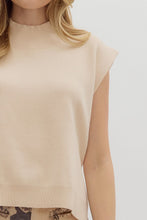 Load image into Gallery viewer, Oatmeal hi-lo Sleeveless Sweater
