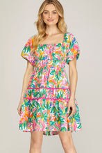 Load image into Gallery viewer, Tropical Print Tiered Dress
